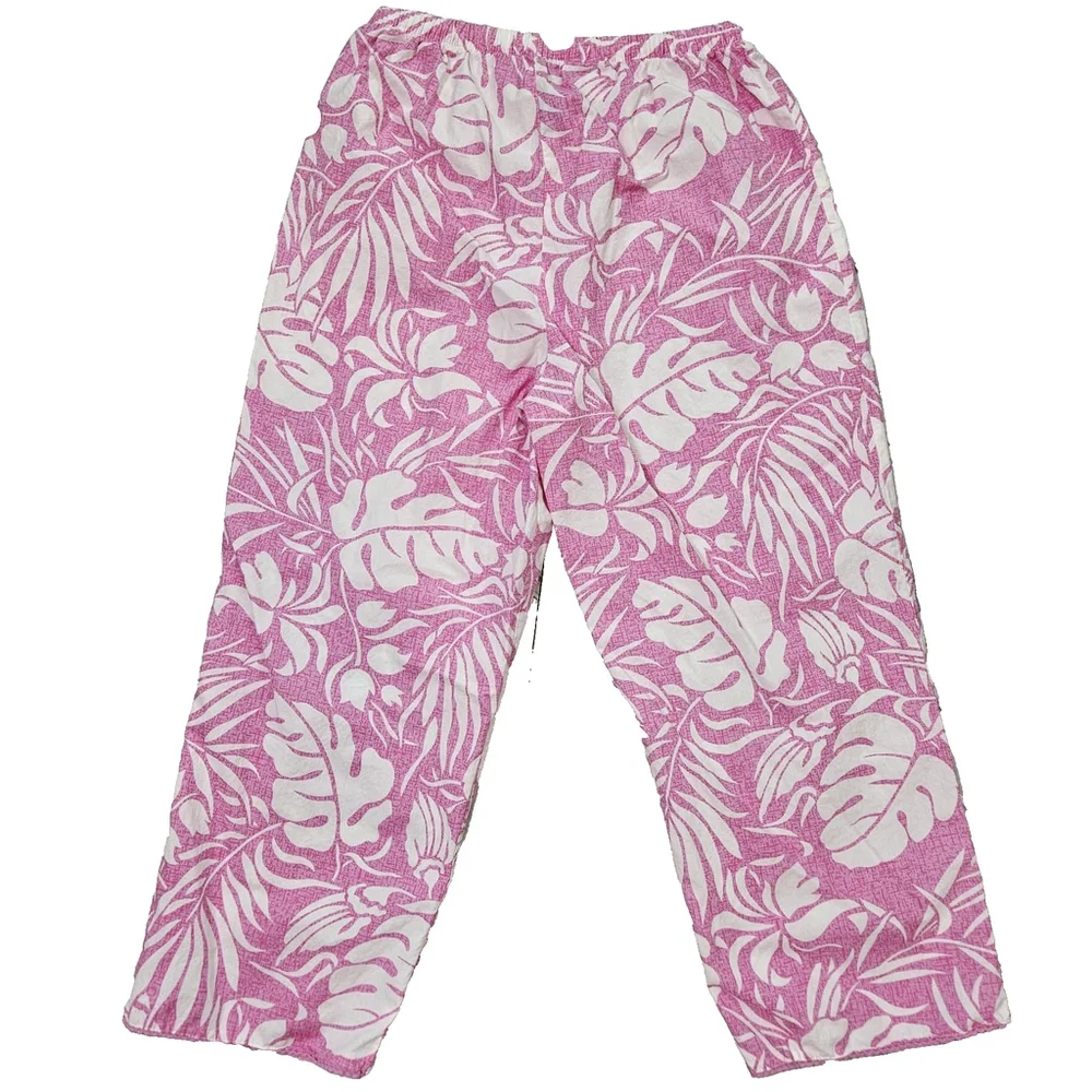 PJ Salvage Women's Small Lounge Pants Pink Tropical Cotton Lightweight Pajama - Picture 2 of 16